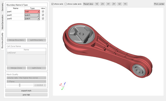 Connecting-rod geometry with patches listed in the CRID side panel