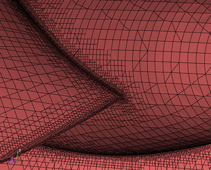 Boundary-layer mesh on a propeller blade edge