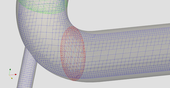 Polyhedral mesh on a bent pipe