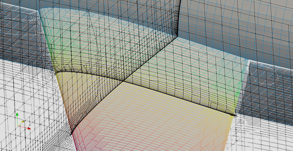 Cut-cell mesh section through a box geometry